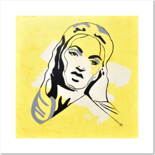 Woman Outline yellow 2 Posters and Art